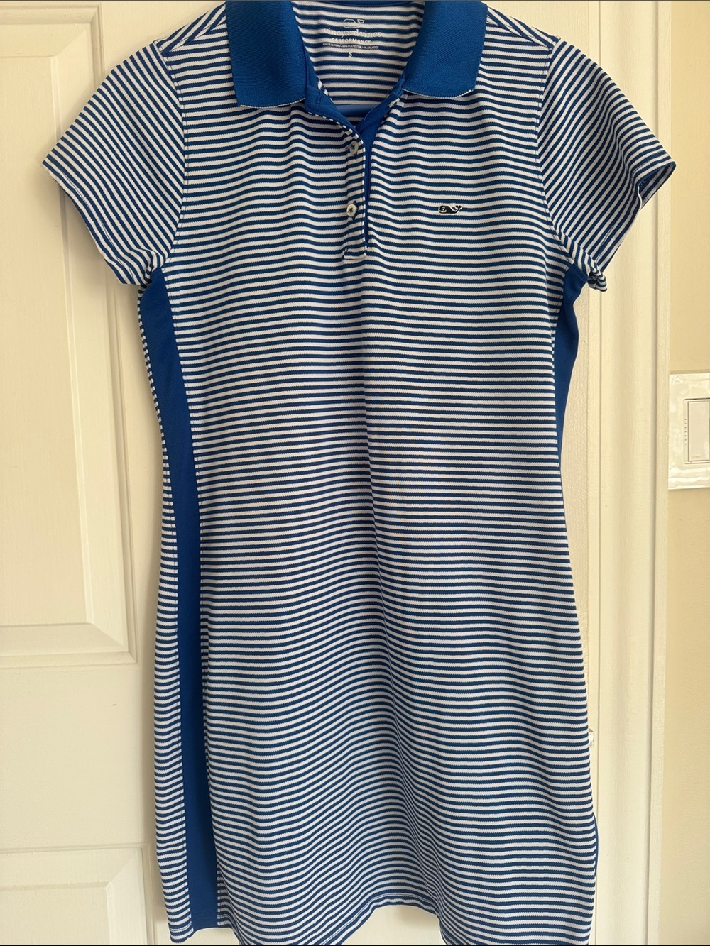Vineyard Vines Striped Polo Dress in Navy and White